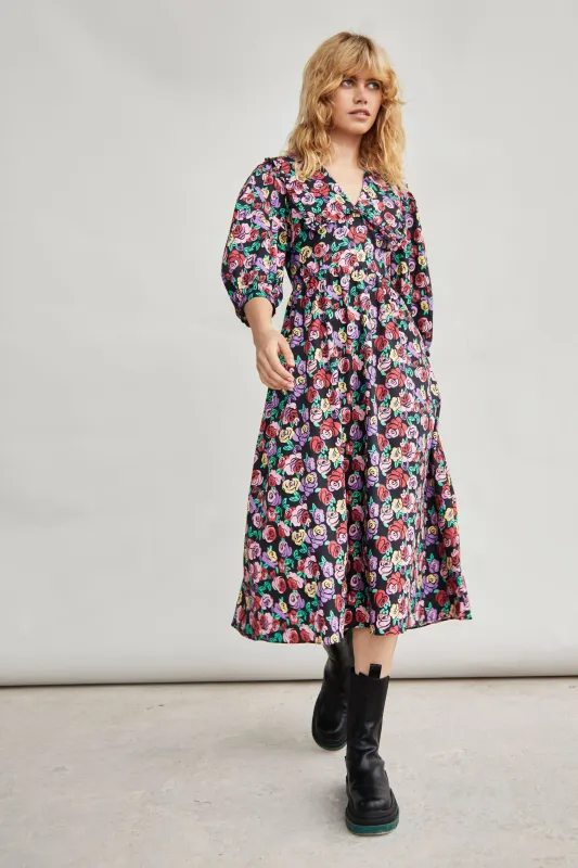 Glamorous Multi Graphic Rose Collar Short Sleeve Mini Dress made by Glamorous