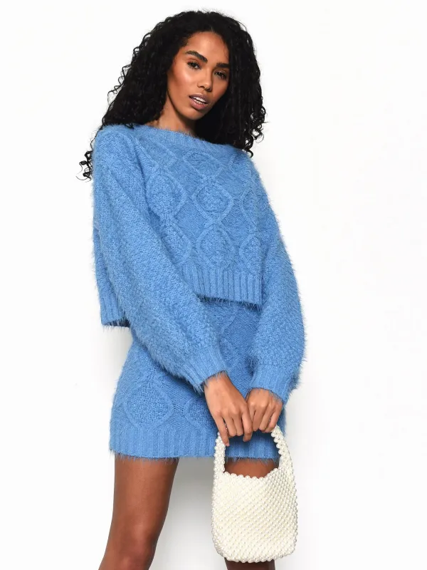 Glamorous Heritage Blue Knit Jumper made by Glamorous