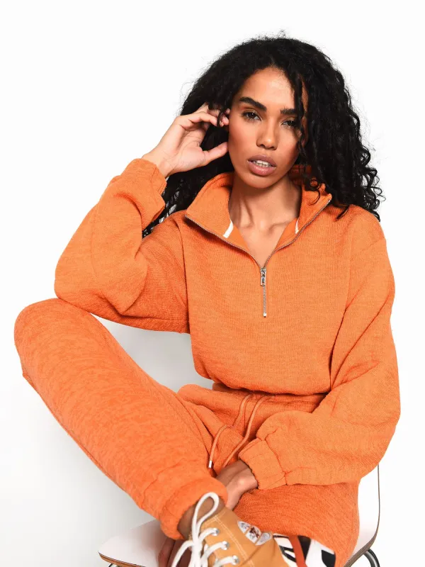 Glamorous Orange Quarter Zip Loungewear Jumper sold by Glamorous
