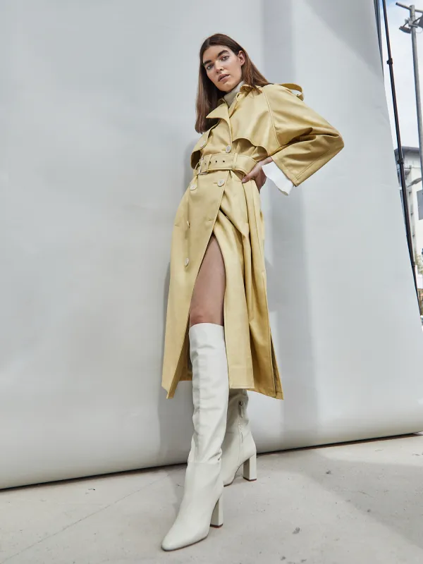 Glamorous Yellow Faux Leather Longline Trench Coat sold by Glamorous