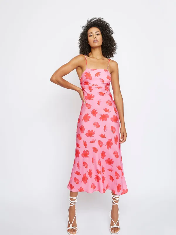 Glamorous Pink Floral Tie Back Midi Dress sold by Glamorous
