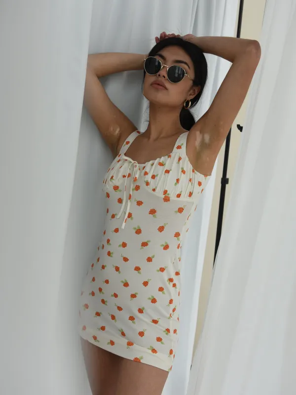 Glamorous Care White Orange Floral Mini Dress sold by Glamorous