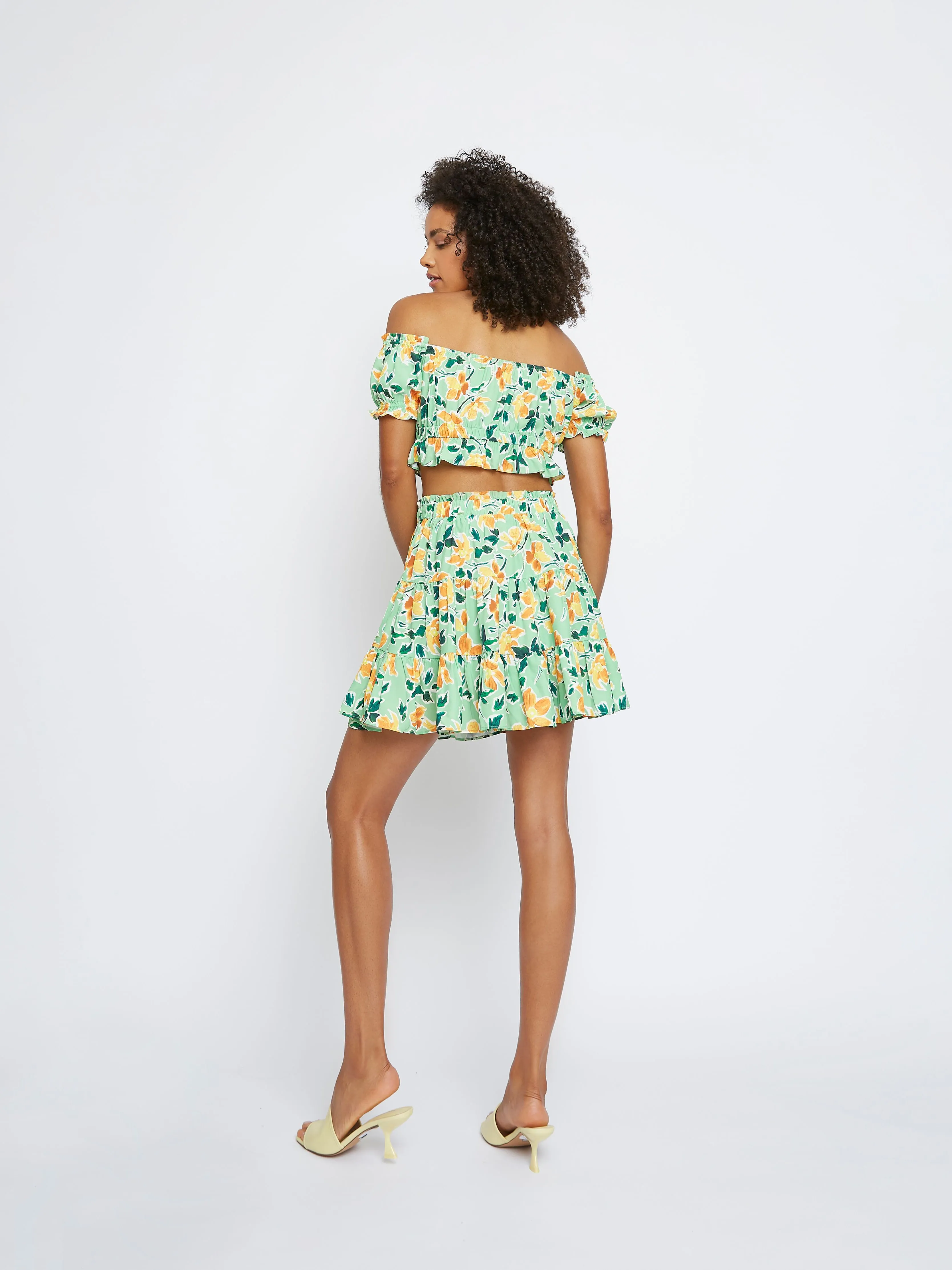 Glamorous Green Floral off the shoulder Crop Top sold by Glamorous product image thumbnail 3