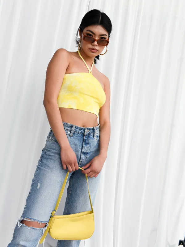 Glamorous Yellow Tie Dye Halter Neck Crop Top sold by Glamorous