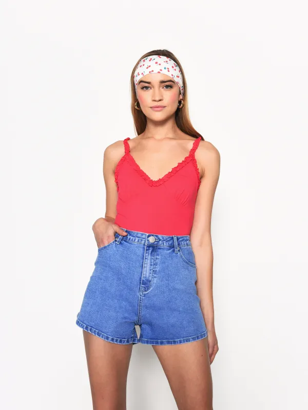 Glamorous True Blue High Waisted Denim Shorts sold by Glamorous