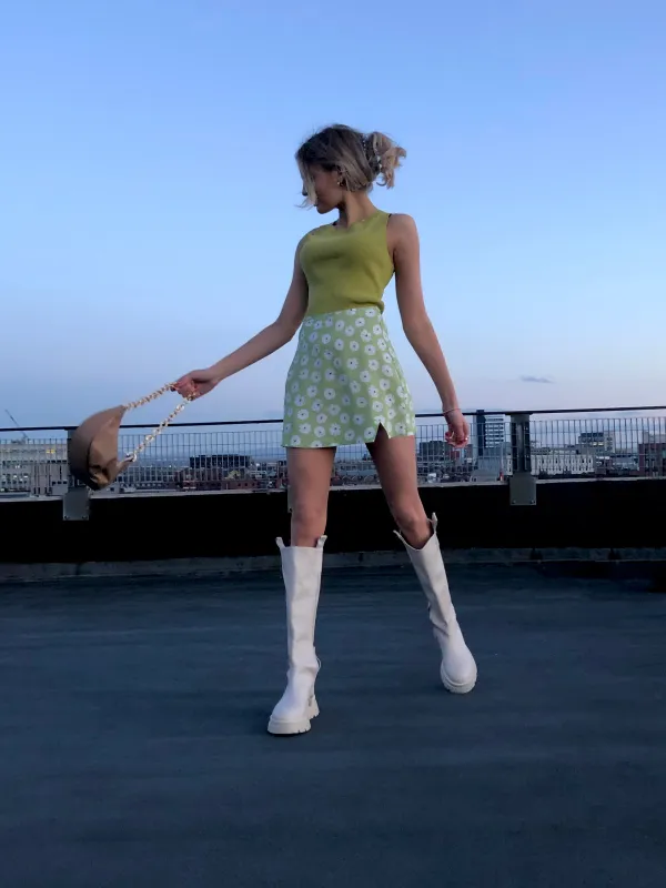 Glamorous Care Olive Green Flower Mini Skirt made by Glamorous