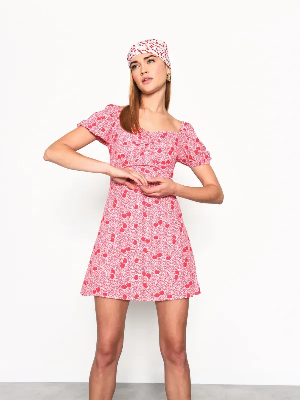 Pink Cherry Print A-Line Mini Dress sold by Glamorous