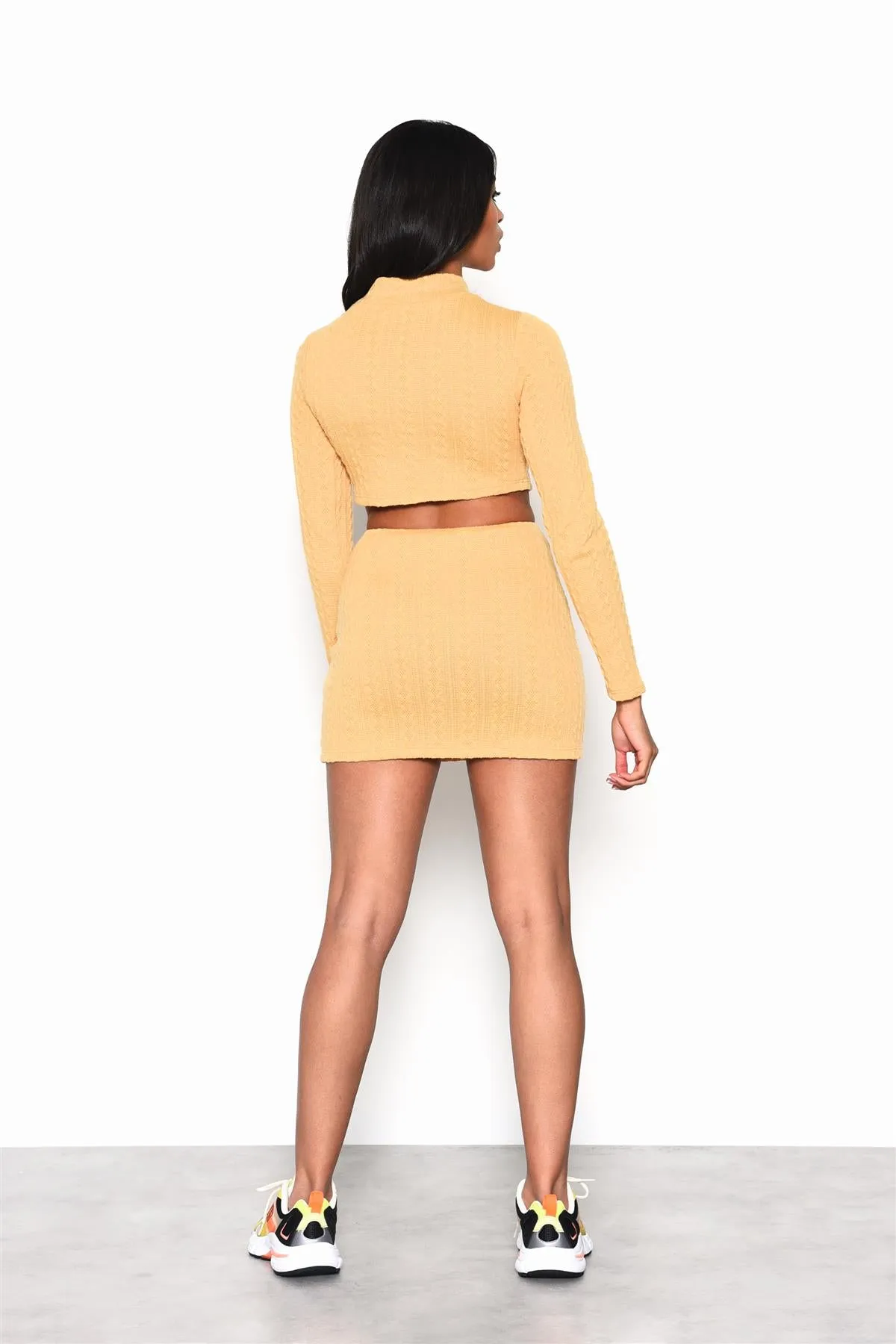 Golden-Yellow Cable-Knit Mini-Skirt sold by Glamorous product image thumbnail 2