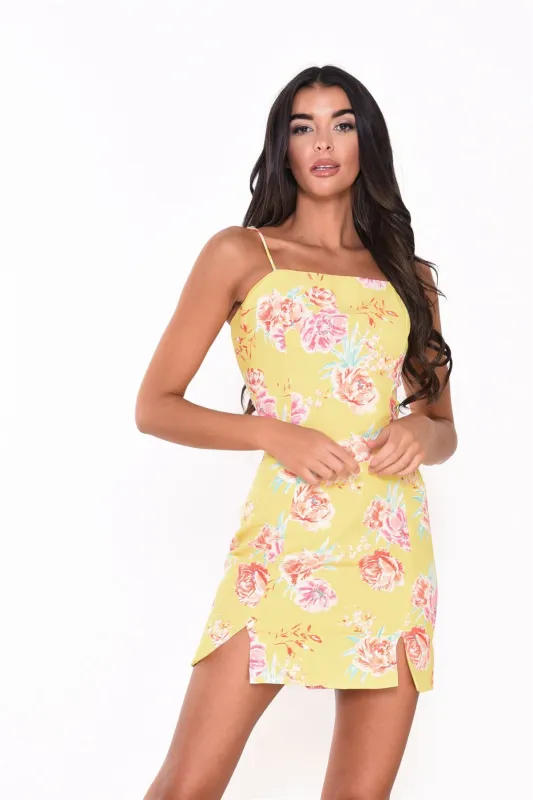 Lime-Pink-Floral Pencil Mini-Skirt made by Glamorous