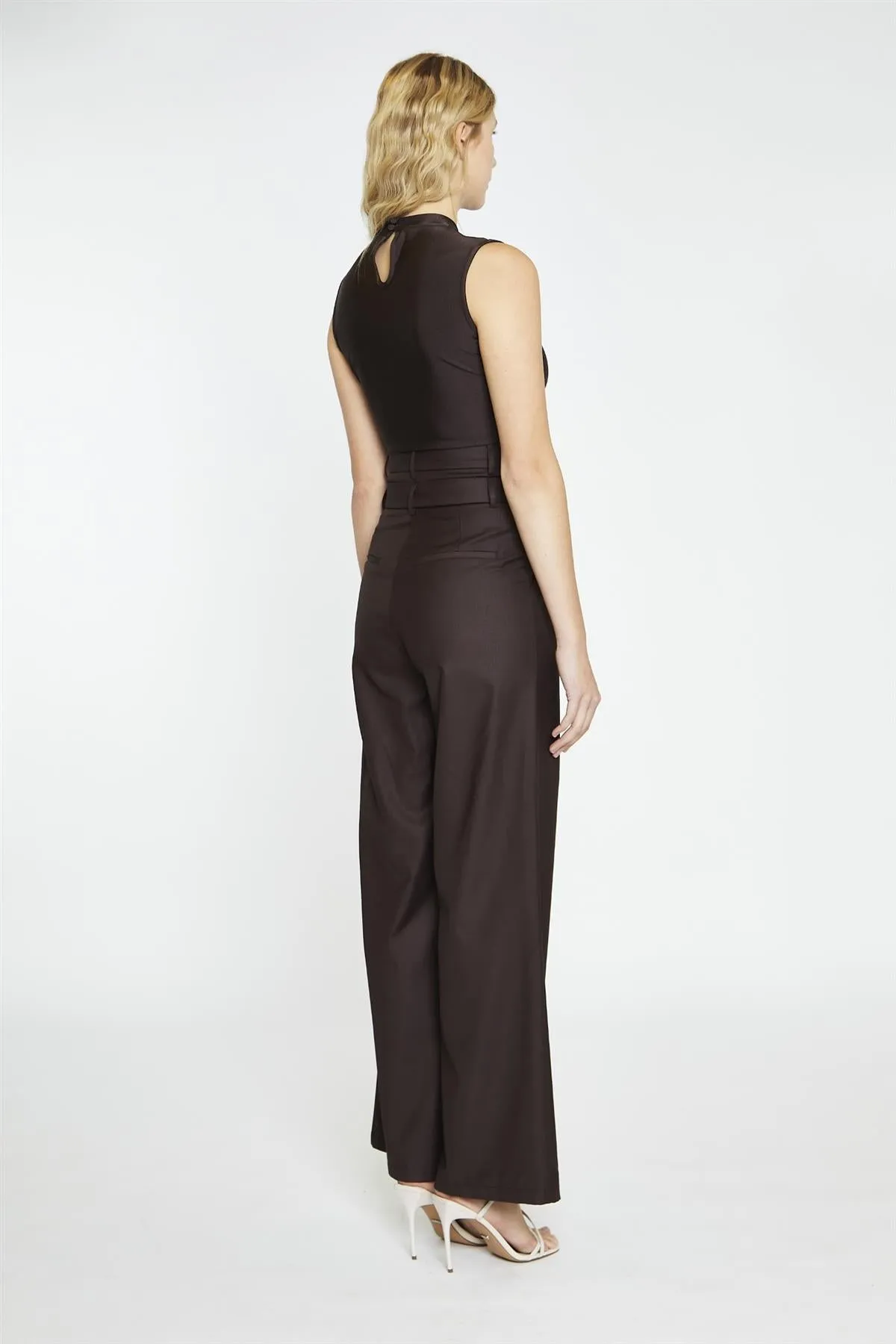 Dark-Brown Double Waisted Wide-Leg Trousers sold by Glamorous product image thumbnail 2