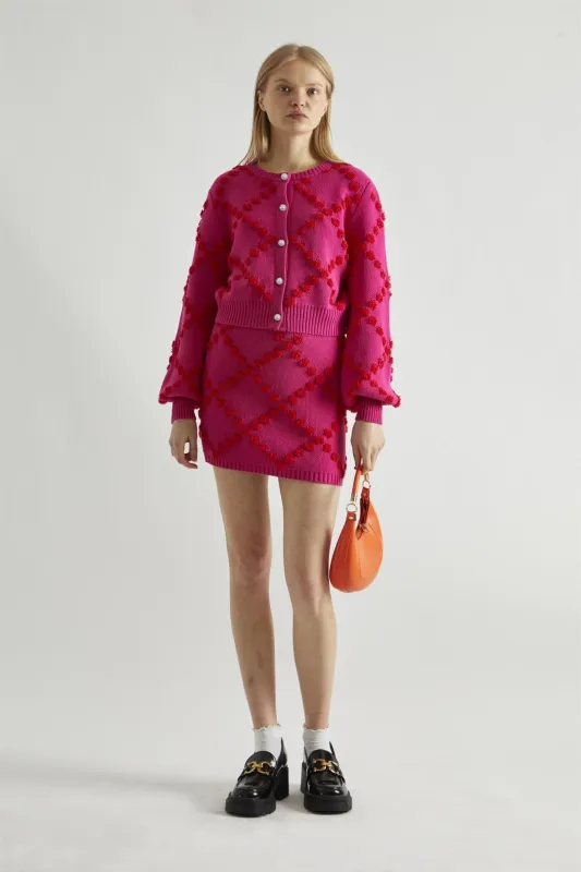 Pink-Red Bobble-Knit Mini-Skirt made by Glamorous