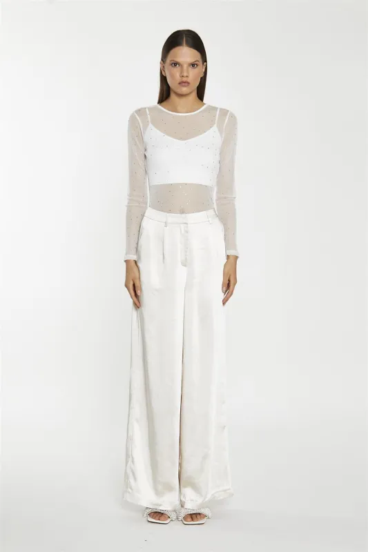 White-Mesh Diamante Classic-Bodysuit made by Glamorous