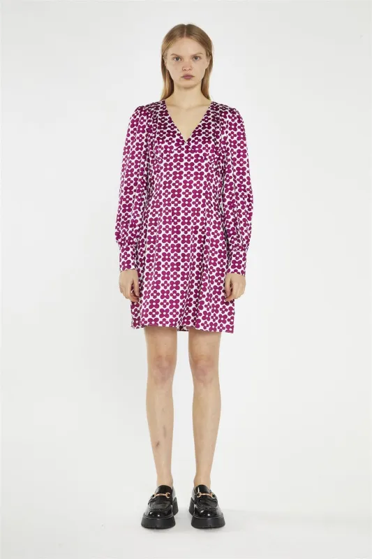 Magenta-Flower V-Neck Mini-Dress made by Glamorous