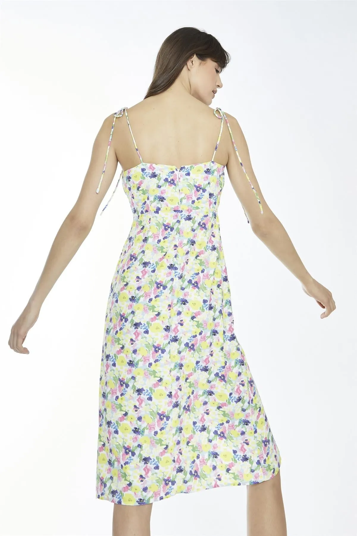 Bright-Watercolour Floral Milkmaid Midi-Dress sold by Glamorous product image thumbnail 2