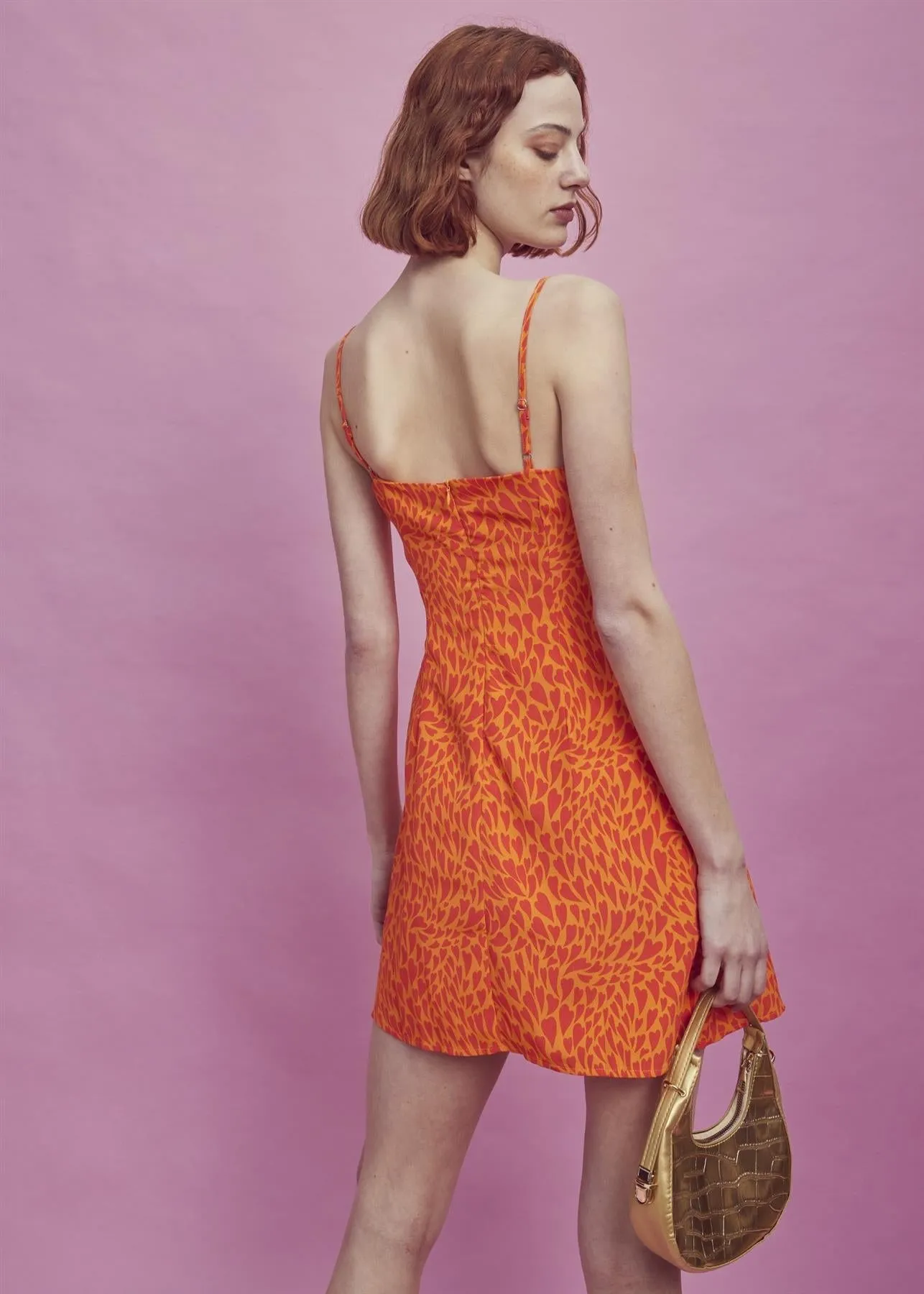 Lexie Ruched Bust Mini-Dress -Orange/Red Heart sold by Glamorous product image thumbnail 2