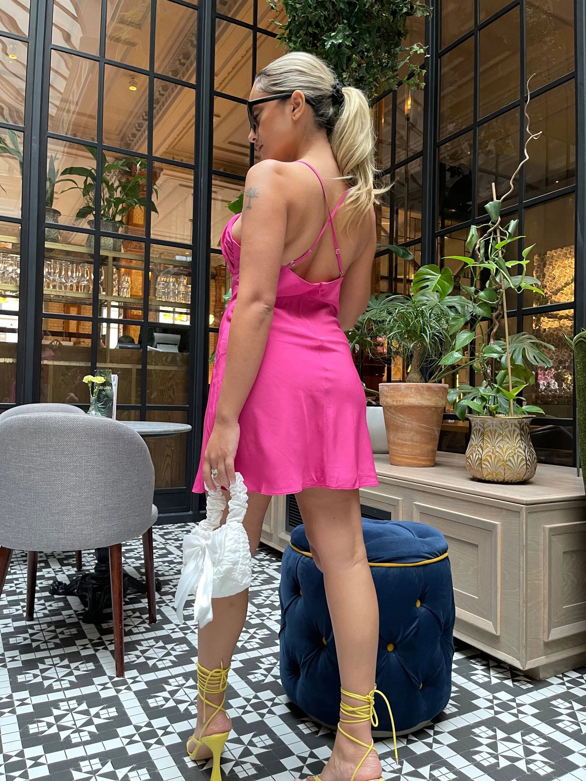 Bright-Pink Gathered-Bust Mini-Dress sold by Glamorous product image thumbnail 2