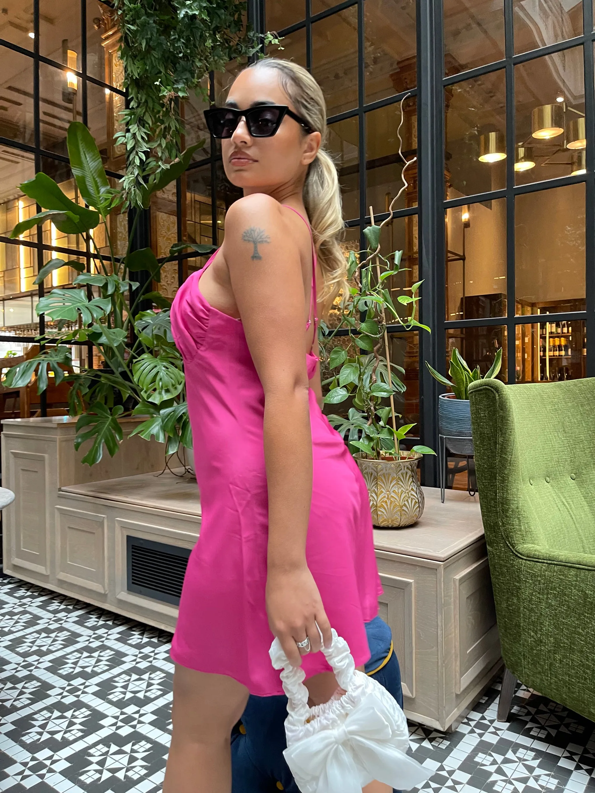 Bright-Pink Gathered-Bust Mini-Dress sold by Glamorous product image thumbnail 4