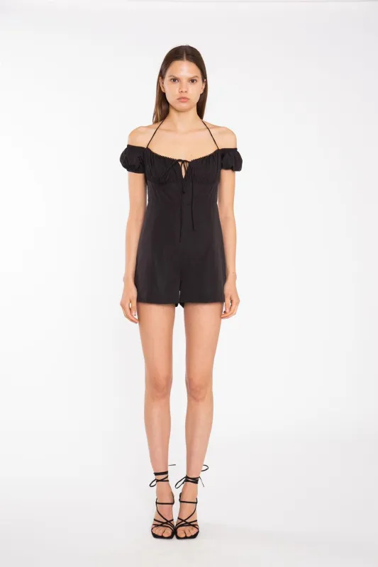 Black Milkmaid Halterneck-Playsuit sold by Glamorous