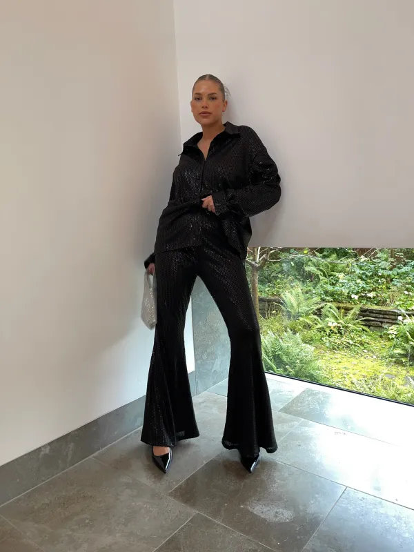 Black Sequin Oversized Shirt sold by Glamorous