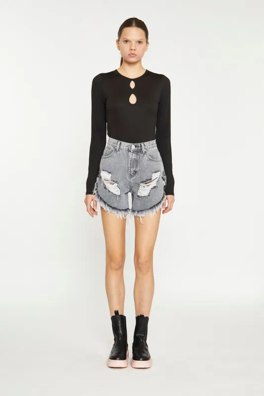 Black Cut-Out Long Sleeve Bodysuit made by Glamorous