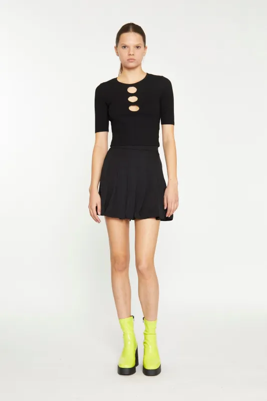 Black Short Sleeve Cut Out Top sold by Glamorous