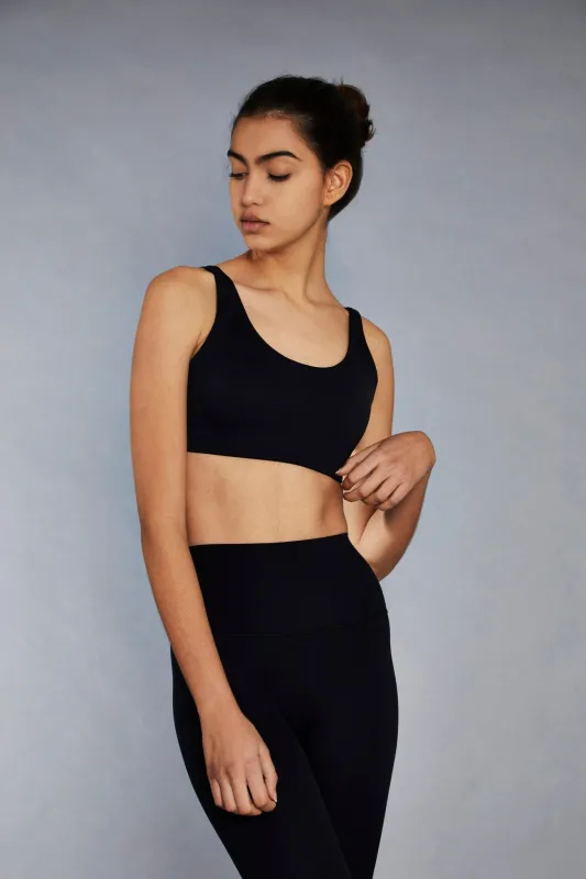 Black Scoop Back Sports Bra sold by Glamorous