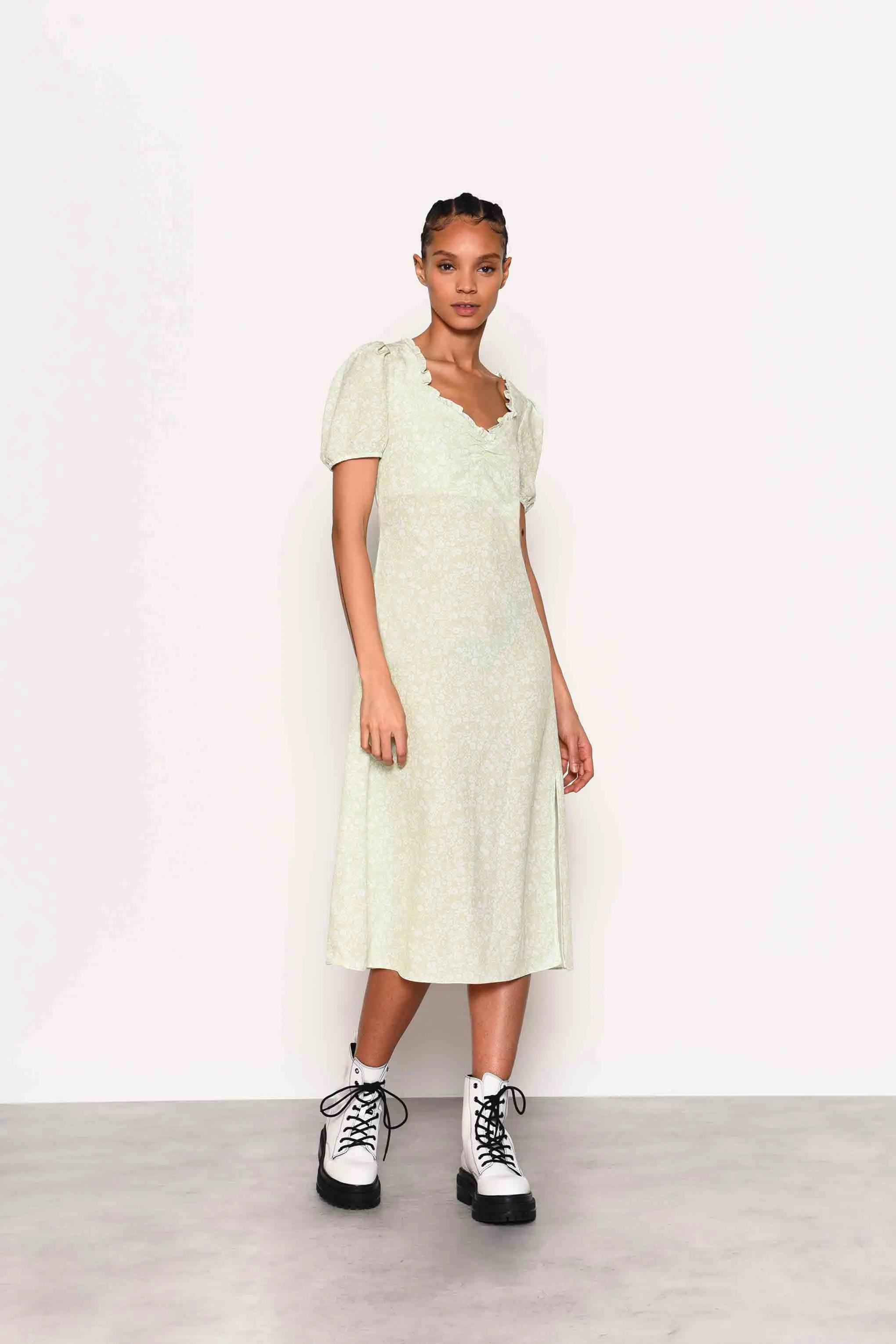 Glamorous Green Ditsy Print Side Split Midi Dress sold by Glamorous product image thumbnail 3