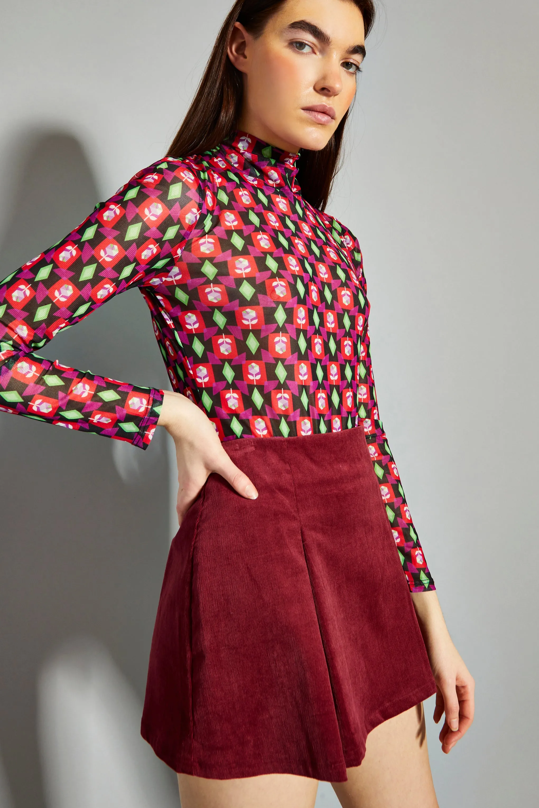 Glamorous Claret Corduroy Mini Skirt sold by Glamorous
