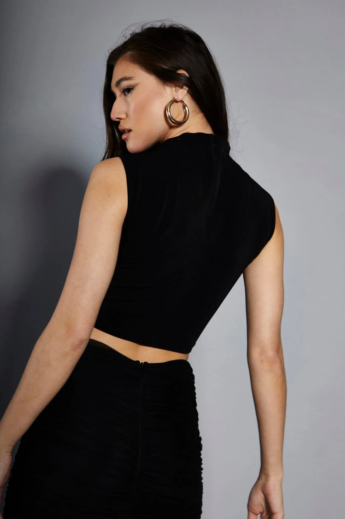 Glamorous Studio Black High Cowl Neck Crop Top sold by Glamorous product image thumbnail 2