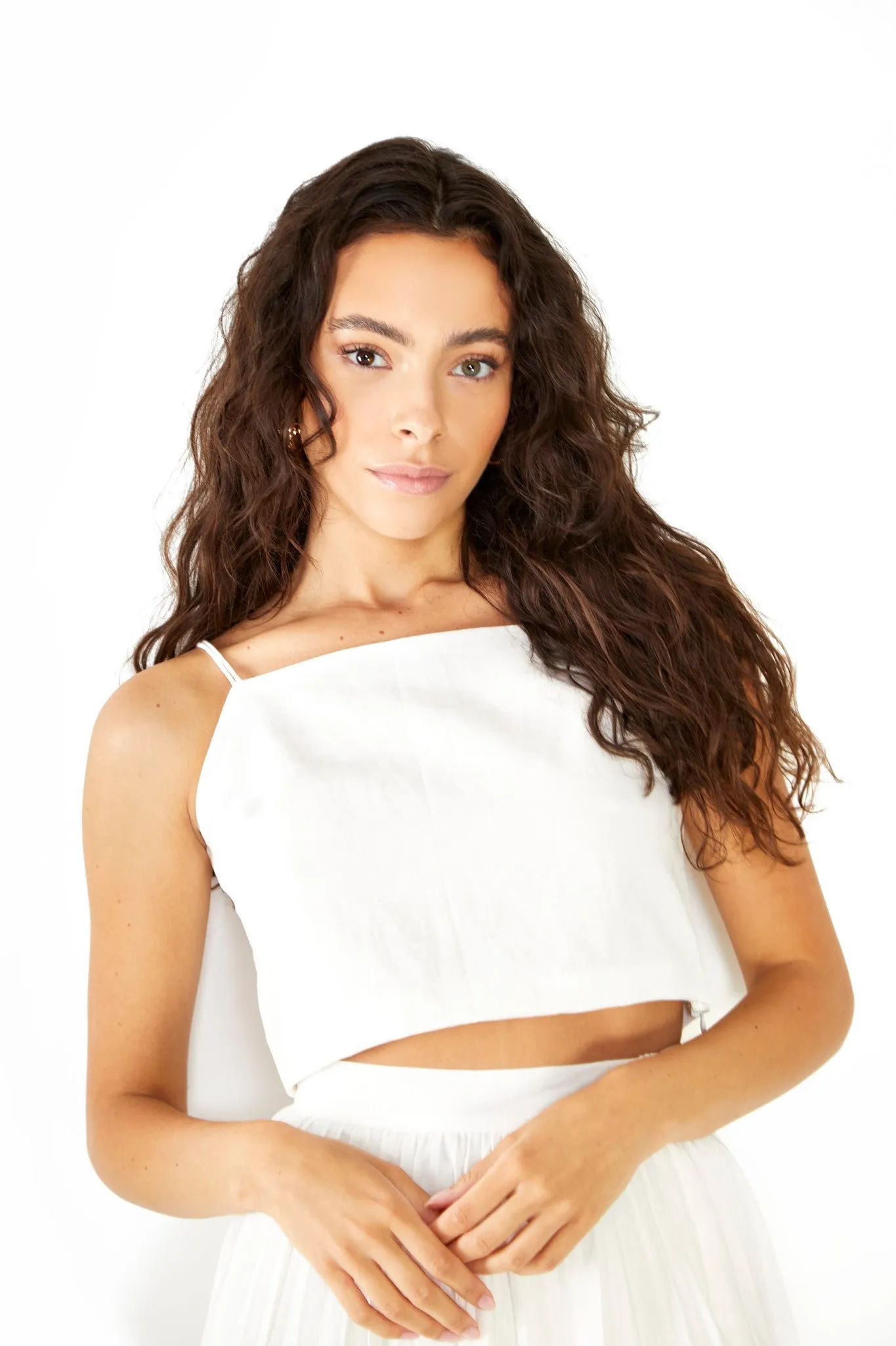 Glamorous Studio White Cotton Double Strap Crop Top sold by Glamorous