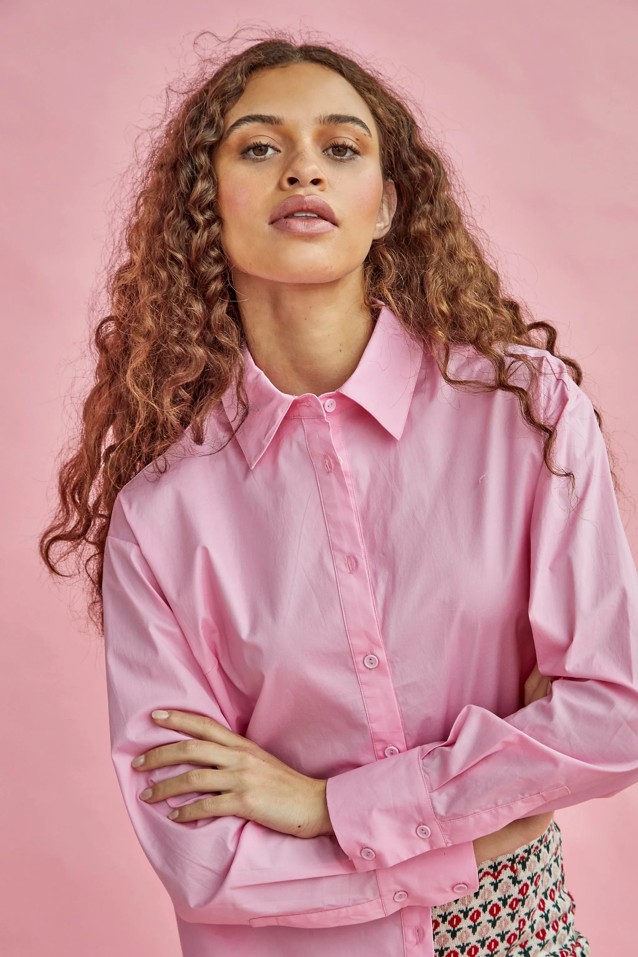 Glamorous Candy Pink Poplin Loose Fit Shirt sold by Glamorous product image thumbnail 2