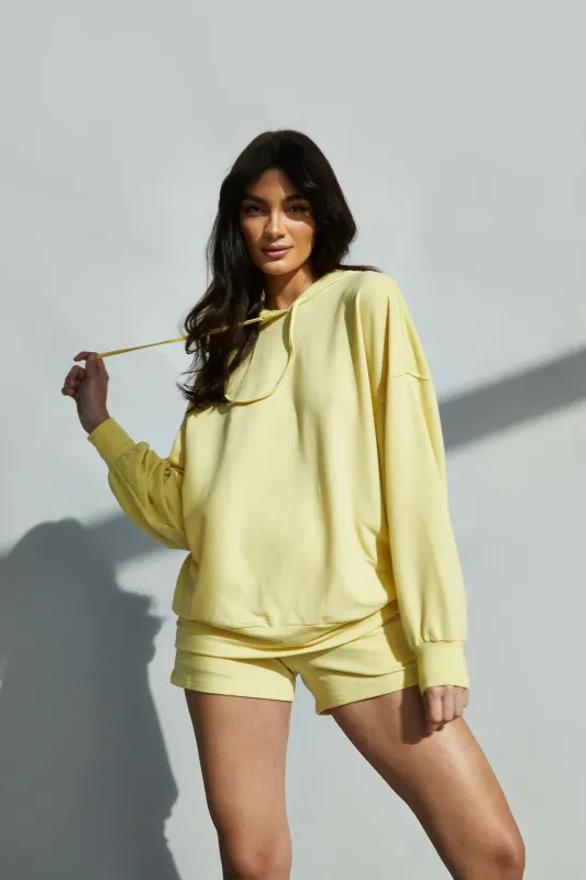 Glamorous Lemon Yellow Hooded Long Sleeve Jumper sold by Glamorous