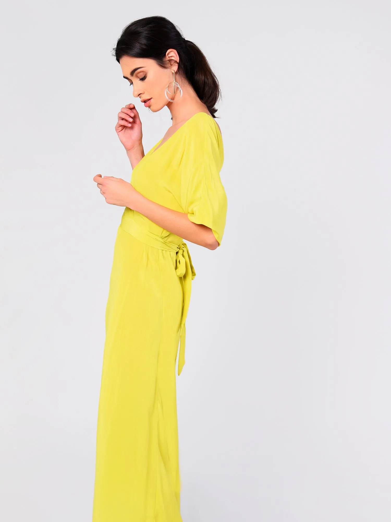 Glamorous Lime V- Neck Wrap Midi Dress sold by Glamorous product image thumbnail 3