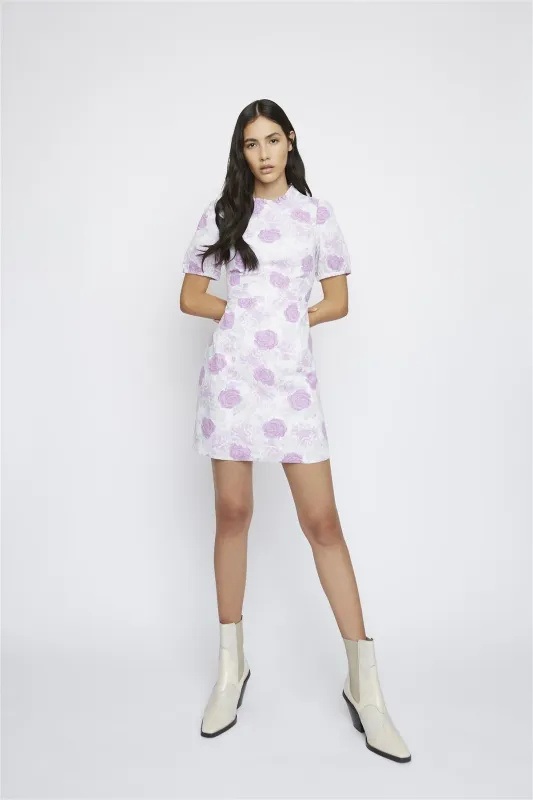 Lilac-Roses Ruffle-Trim Mini-Dress made by Glamorous
