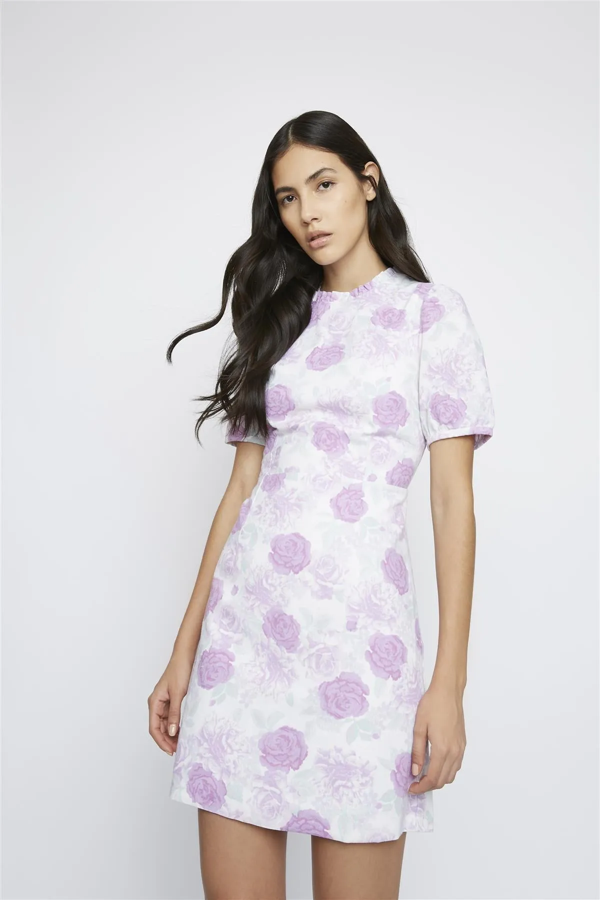 Lilac-Roses Ruffle-Trim Mini-Dress sold by Glamorous product image thumbnail 3