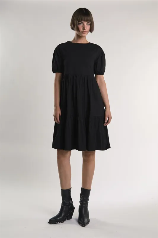 Black Tiered-Smock Midi-Dress sold by Glamorous