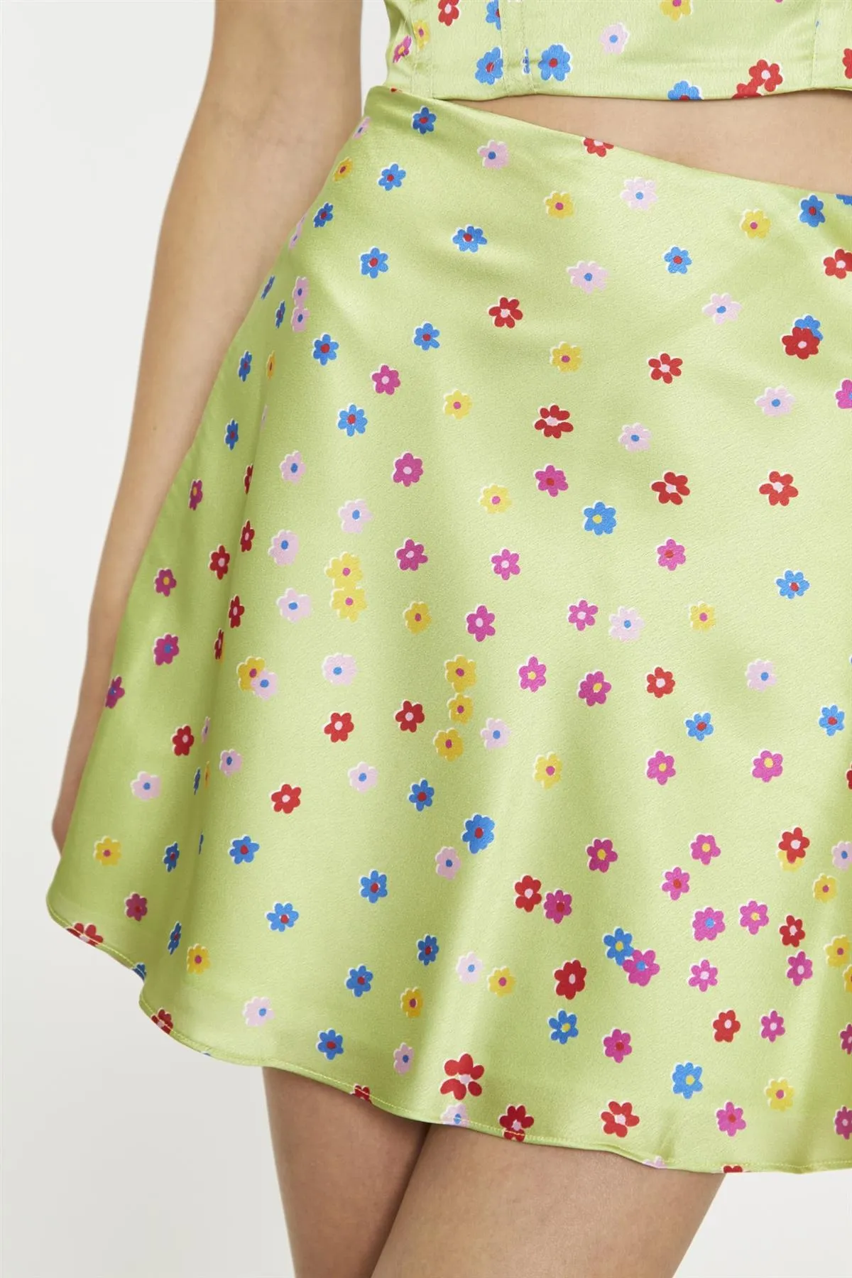 Lime-Multi-Daisy Mini-Skirt sold by Glamorous product image thumbnail 3