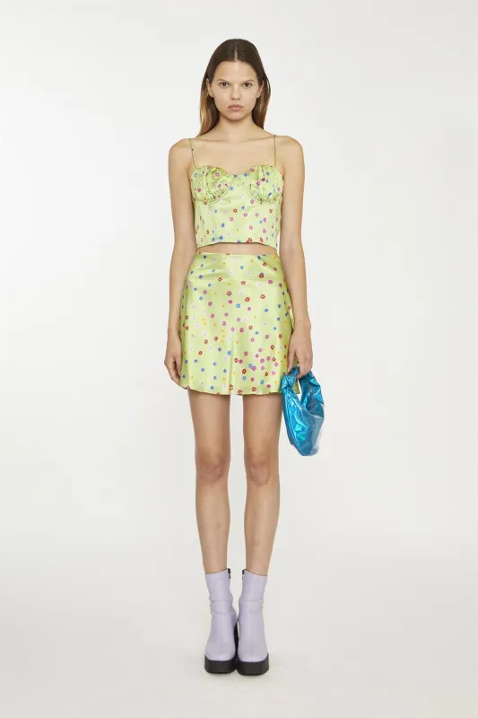 Lime-Multi-Daisy Mini-Skirt sold by Glamorous