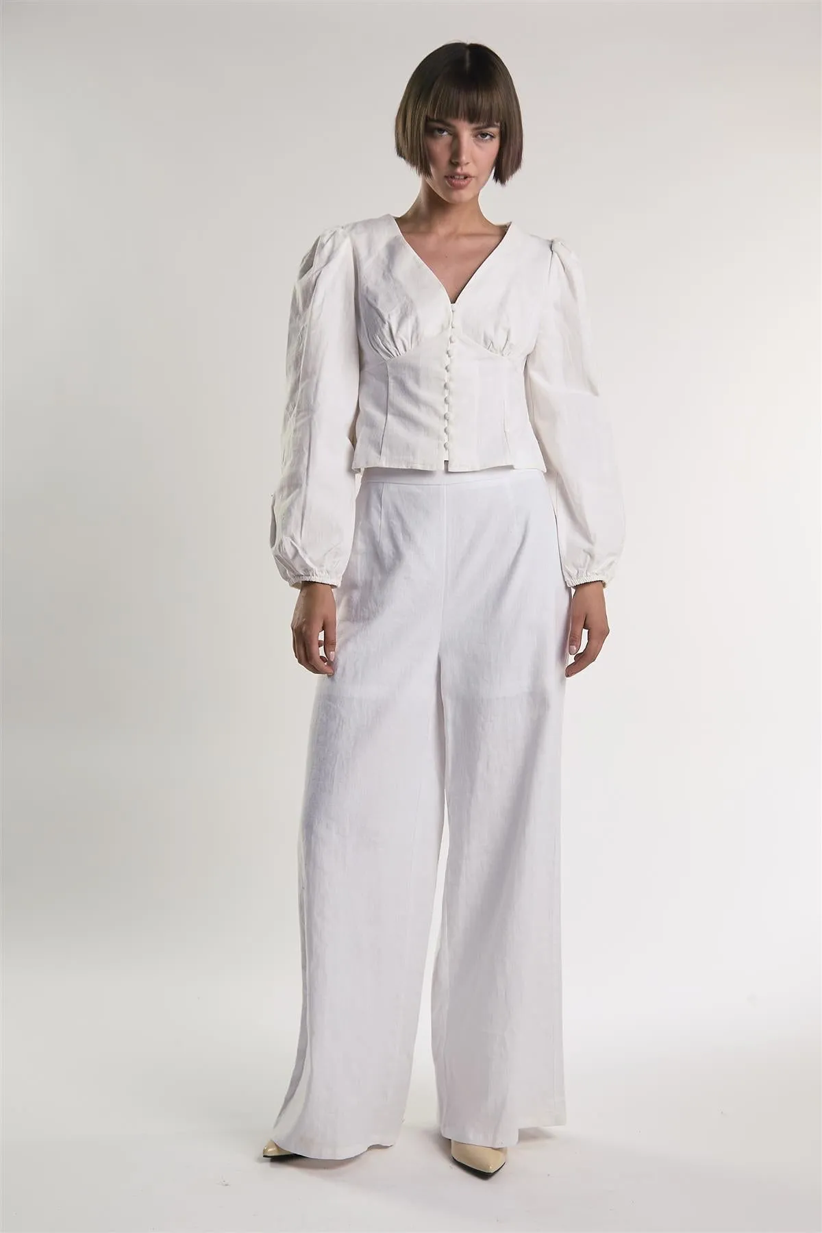 Long Sleeve Button Front V-Neck Blouse sold by Glamorous product image thumbnail 5