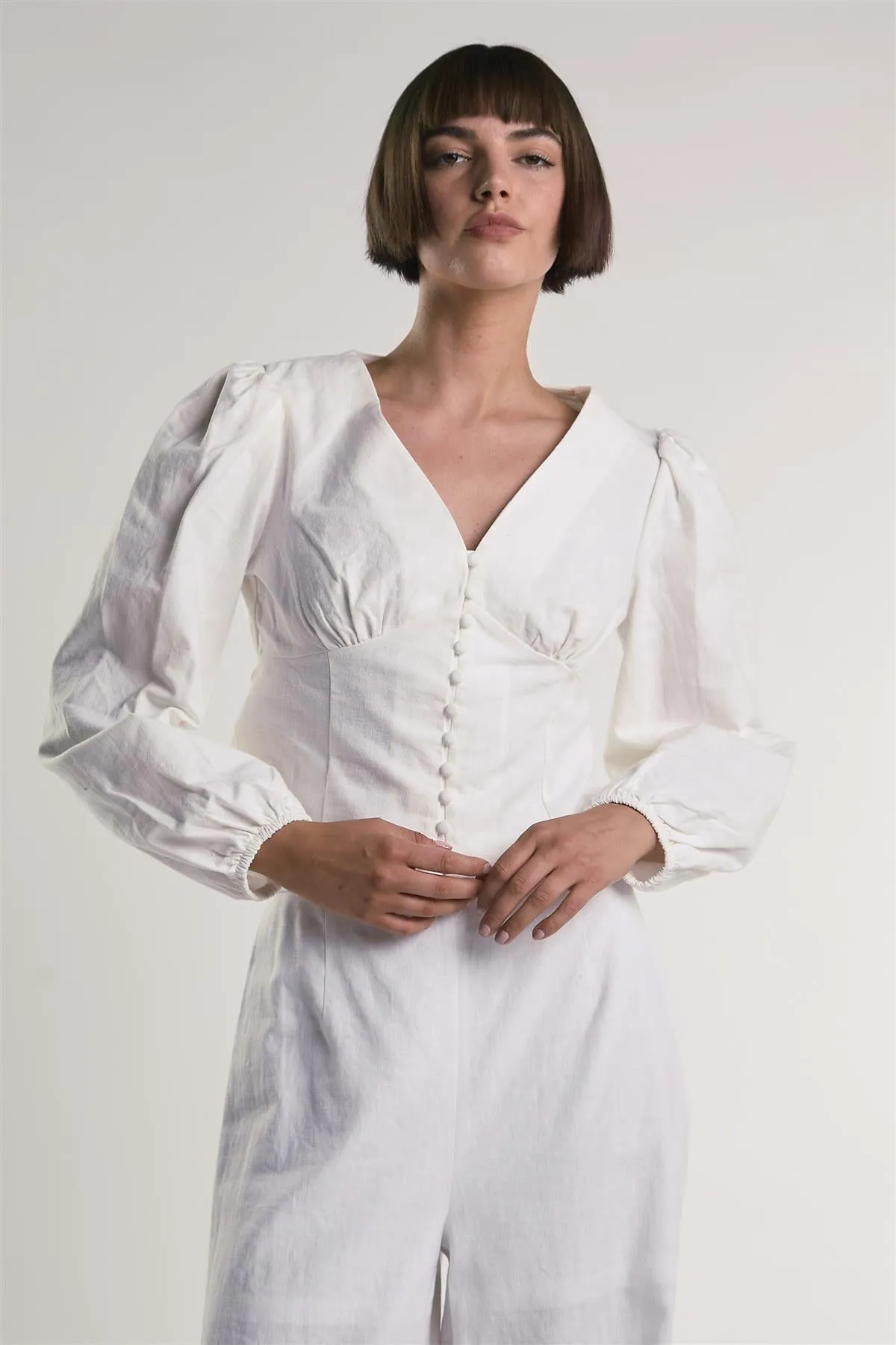 Long Sleeve Button Front V-Neck Blouse sold by Glamorous product image thumbnail 3