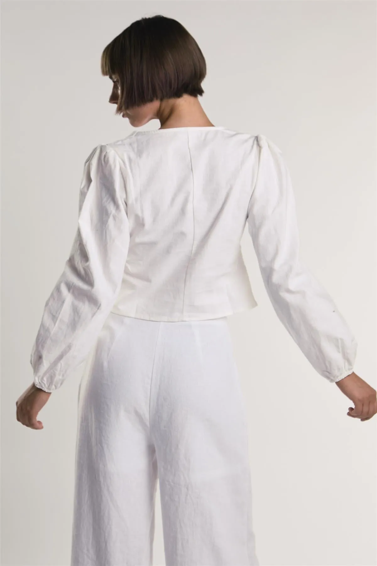 Long Sleeve Button Front V-Neck Blouse sold by Glamorous product image thumbnail 2