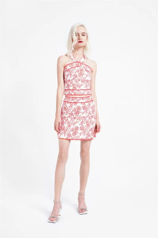 Red Outline Floral Mini-Skirt sold by Glamorous