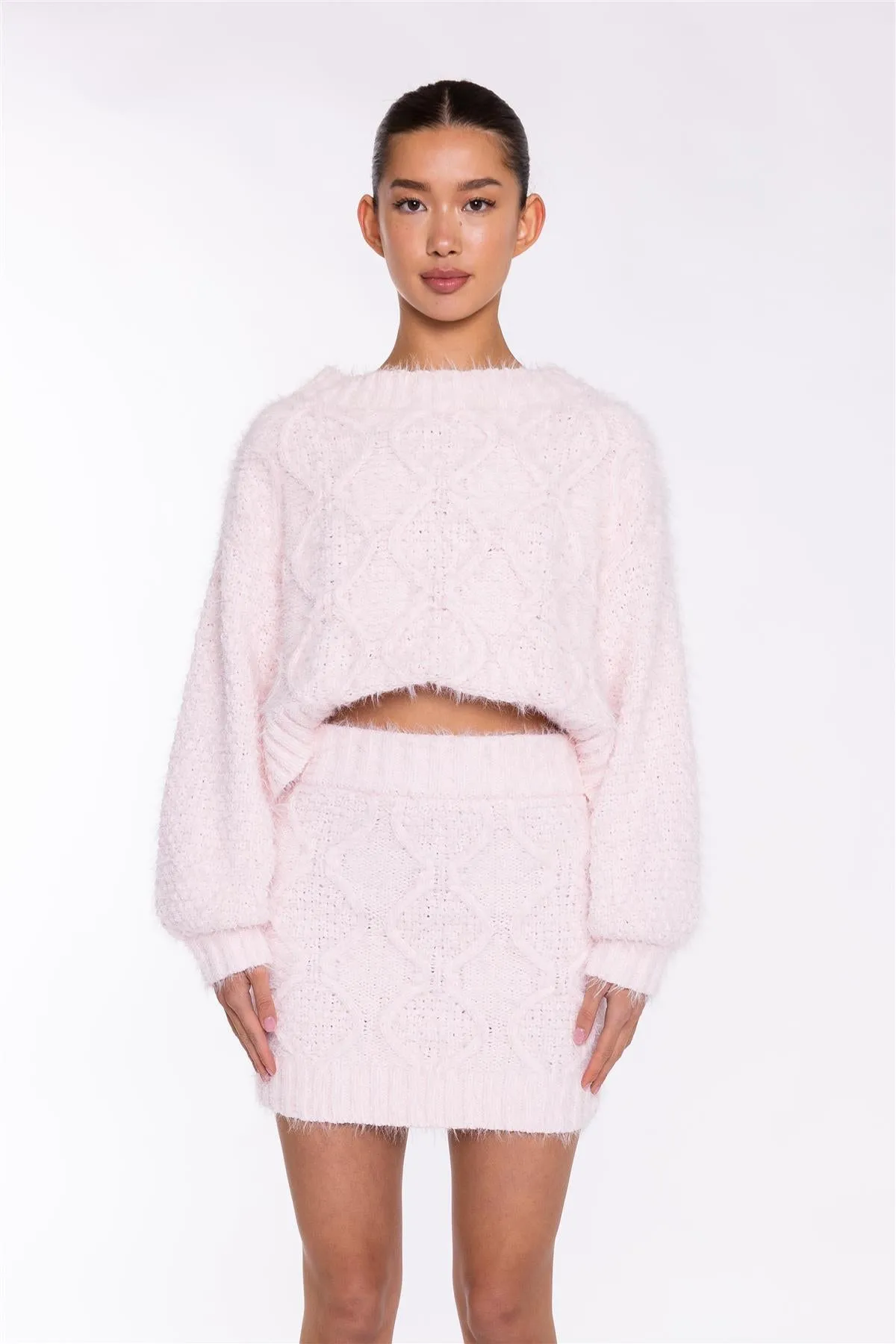 Icy-Pink Cable-Knit Mini-Skirt sold by Glamorous product image thumbnail 3