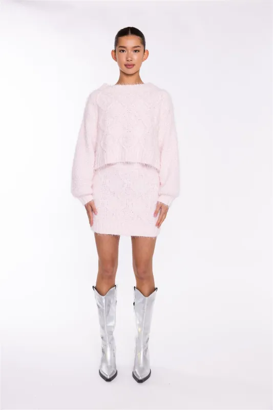 Icy-Pink Cable-Knit Jumper sold by Glamorous