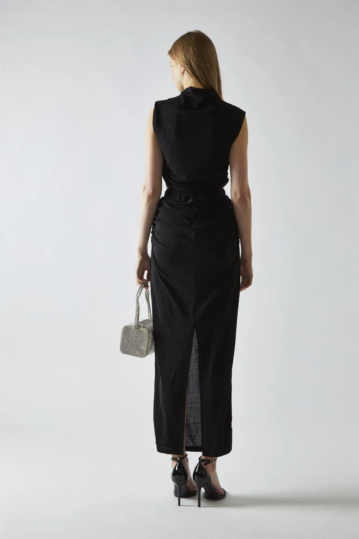Black-Glitter High-neck Crop-Top sold by Glamorous product image thumbnail 2