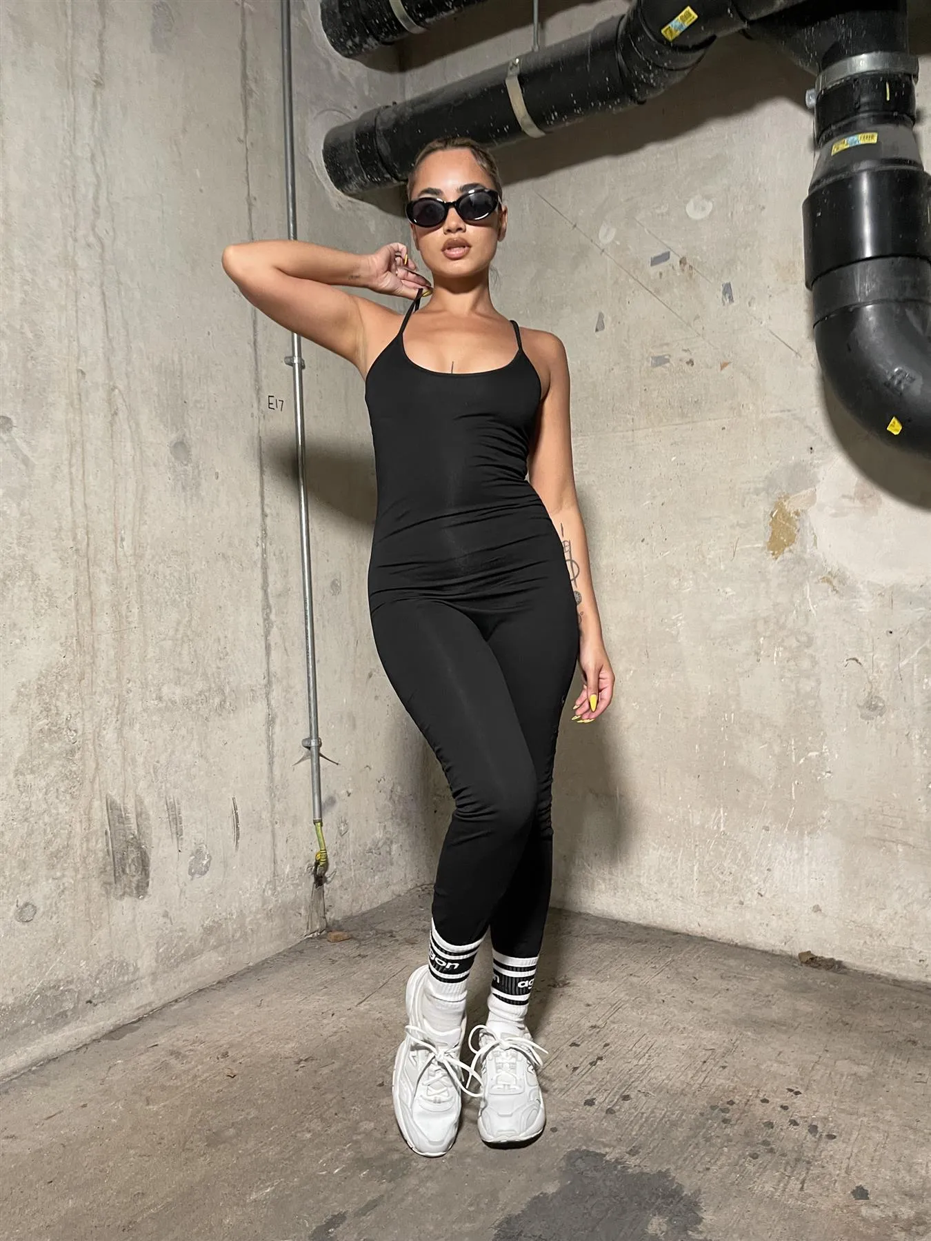 Black Scoop-Neck Full-Body-Unitard sold by Glamorous