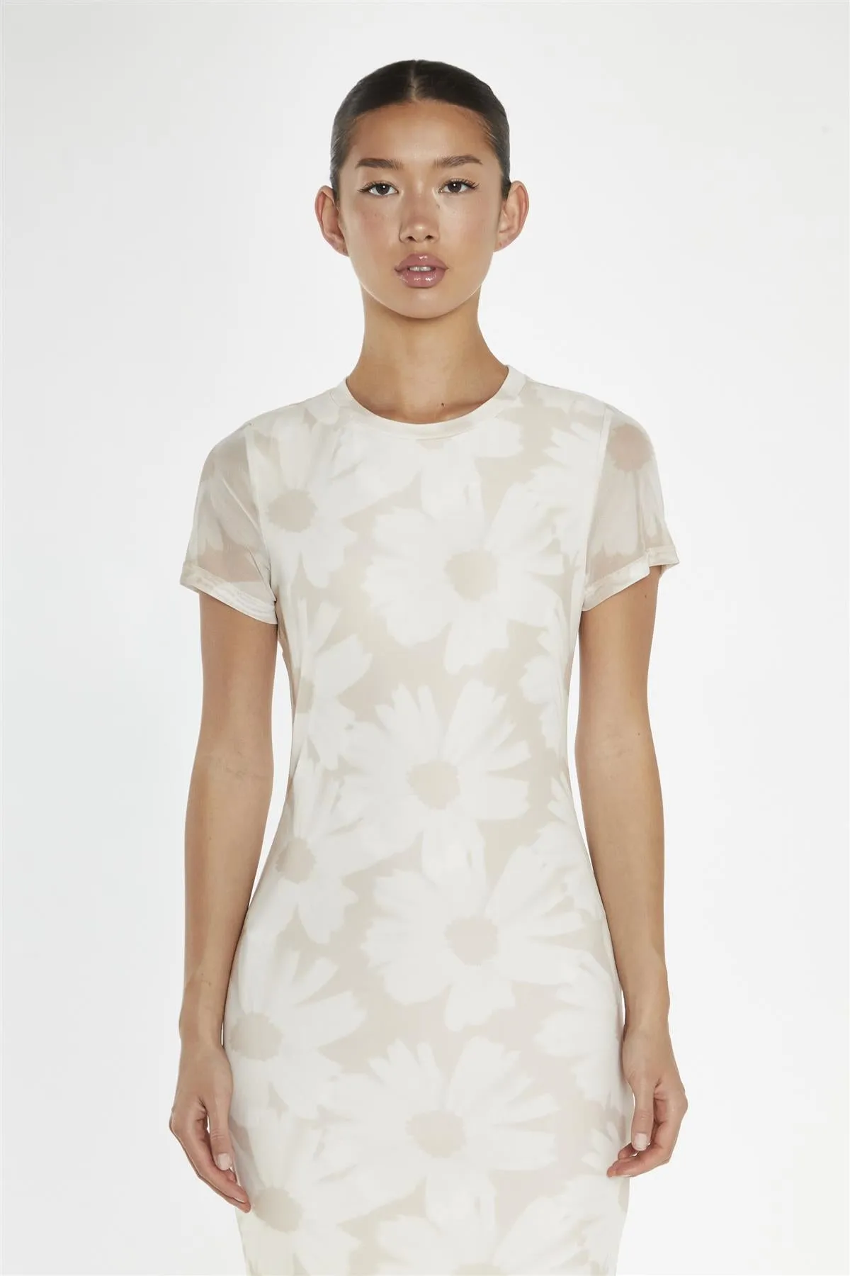 Stone-Sunflower Mesh Bodycon Midi-Dress sold by Glamorous product image thumbnail 3