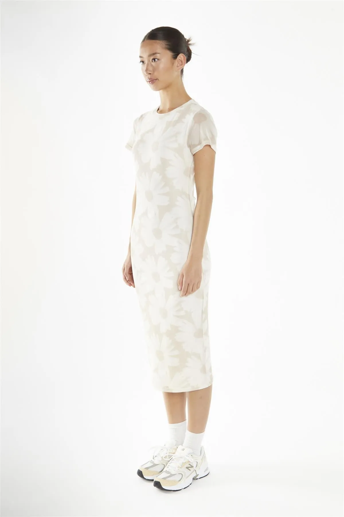 Stone-Sunflower Mesh Bodycon Midi-Dress sold by Glamorous product image thumbnail 4