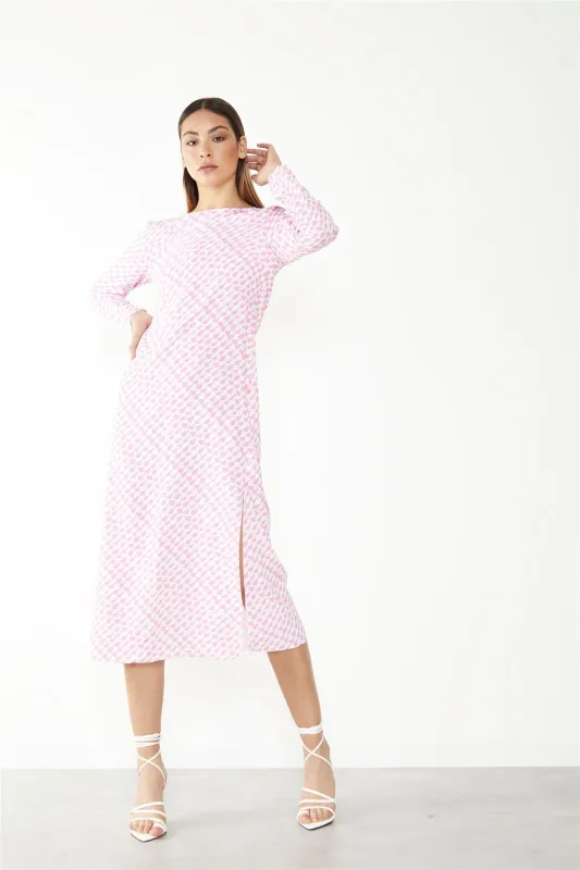 White Pink Splodge Side Split Midi Dress sold by Glamorous