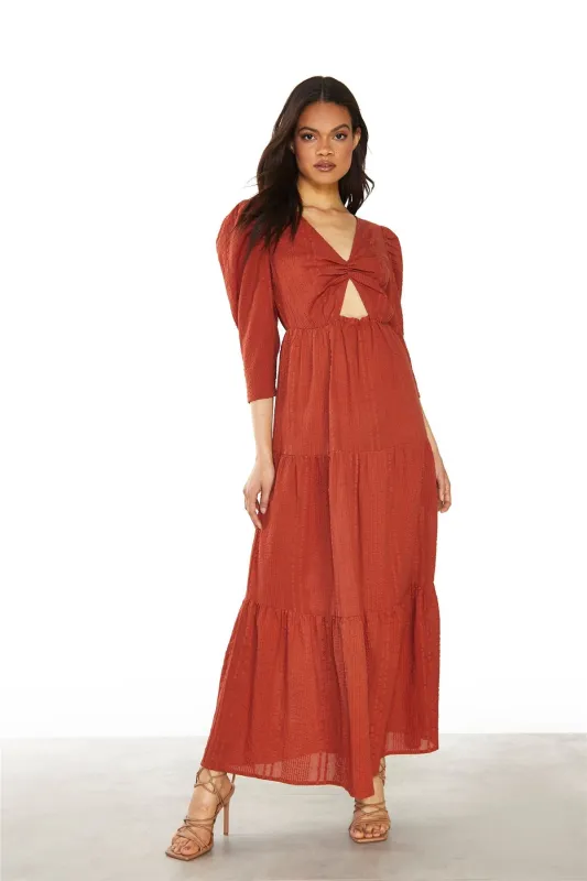 Rust Long Sleeve Midi Dress sold by Glamorous